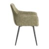 615479 Silla con reposabrazos de diseño moderno tapizado verde con costuras y patas metal negro