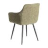 615479 Silla con reposabrazos de diseño moderno tapizado verde con costuras y patas metal negro