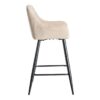 615480 Taburete alto de diseño moderno tapizado beige con costuras y patas metal negro