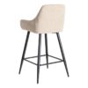 615480 Taburete alto de diseño moderno tapizado beige con costuras y patas metal negro
