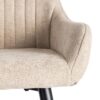 615480 Taburete alto de diseño moderno tapizado beige con costuras y patas metal negro