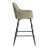 615482 Taburete alto de diseño moderno tapizado verde con costuras y patas de metal negro