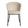 615483 Silla de diseño moderno tapizado beige patrón de espiga y patas metal negro