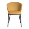 615483 Silla de diseño moderno tapizado mostaza patrón de espiga y patas metal negro
