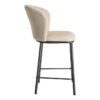 615485 Taburete alto de diseño moderno tapizado beige patrón de espiga y patas metal negro