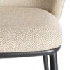 615485 Taburete alto de diseño moderno tapizado beige patrón de espiga y patas metal negro