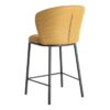 615486 Taburete alto de diseño moderno tapizado mostaza patrón de espiga y patas metal negro