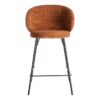 615489 Taburete alto diseño moderno formas redondeadas tapizado terracota y patas de metal negro