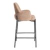 615492 Taburete alto con reposabrazos diseño moderno tapizado jaspeado rosa y patas metal negro