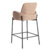615492 Taburete alto con reposabrazos diseño moderno tapizado jaspeado rosa y patas metal negro