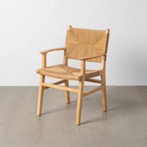 615495 Silla con reposabrazos de diseño rústico vintage madera y fibras naturales