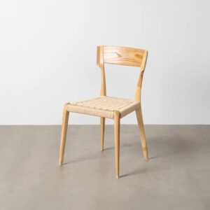 615500 Silla de diseño rústico vintage madera de fresno y fibras naturales