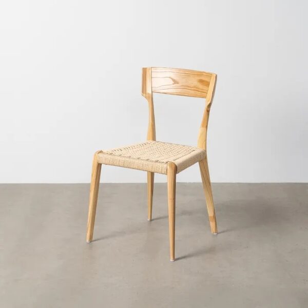 615500 Silla de diseño rústico vintage madera de fresno y fibras naturales