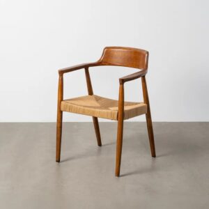 615501 Silla de diseño rústico vintage madera marrón y fibras naturales