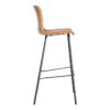 615509 Taburete alto de diseño industrial símil piel camel y patas metal negro