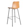 615509 Taburete alto de diseño industrial símil piel camel y patas metal negro