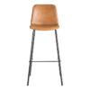 615509 Taburete alto de diseño industrial símil piel camel y patas metal negro