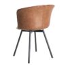 615512 Silla de diseño industrial formas redondeadas simil piel marrón y patas metal negro