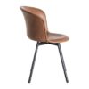 615512 Silla de diseño industrial formas redondeadas simil piel marrón y patas metal negro