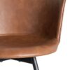 615512 Silla de diseño industrial formas redondeadas simil piel marrón y patas metal negro