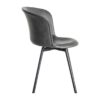 615513 Silla de diseño industrial formas redondeadas simil piel negro grisáceo y patas metal negro
