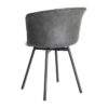615513 Silla de diseño industrial formas redondeadas simil piel negro grisáceo y patas metal negro
