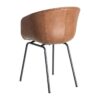 615519 Silla de diseño industrial formas redondeadas simil piel marrón y patas metal negro