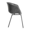 615520 Silla de diseño industrial formas redondeadas simil piel negro grisáceo y patas metal negro