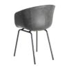 615520 Silla de diseño industrial formas redondeadas simil piel negro grisáceo y patas metal negro