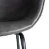 615520 Silla de diseño industrial formas redondeadas simil piel negro grisáceo y patas metal negro