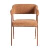 615635 Silla con reposabrazos diseño moderno tapizado teja y patas de metal en el mismo tono