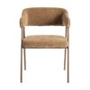 615636 Silla con reposabrazos diseño moderno tapizado marrón y patas de metal en el mismo tono