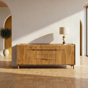 615870 Aparador de diseño rústico 160 madera de mango acabado natural