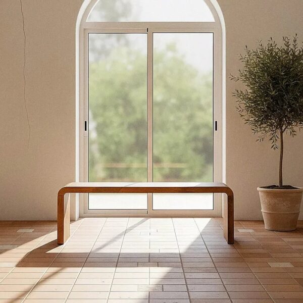 615872 Banco de gran tamaño diseño rústico 147 madera de mango acabado natural