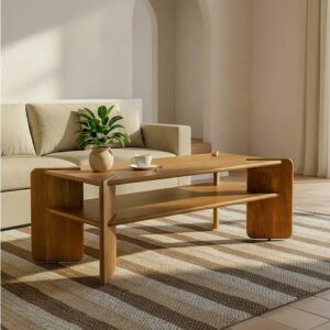 615873 Mesa de centro de diseño moderno 121 madera de mango natural