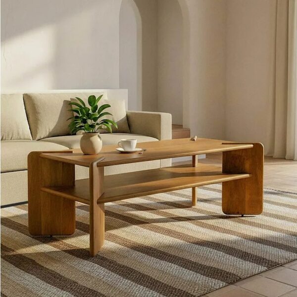 615873 Mesa de centro de diseño moderno 121 madera de mango natural