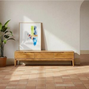 615874 Mueble de televisión de diseño nórdico 160 madera de mango natural