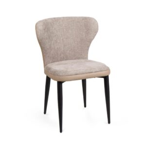 616600 Silla de diseño moderno BREMEN tapizado tonos beige y patas hierro negro