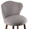 657203 Taburete alto diseño vintage tapizado lino gris con tachuelas y patas metal acabado madera