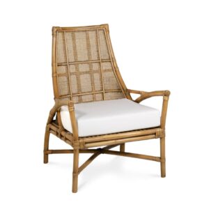 717200 Sillón butaca con reposabrazos diseño vintage YUCATÁN ratán natural con cojín