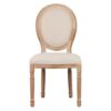 800110 Silla de diseño clásico madera con lino beige respaldo medallón