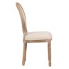 800110 Silla de diseño clásico madera con lino beige respaldo medallón