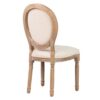 800110 Silla de diseño clásico madera con lino beige respaldo medallón