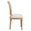 800111 Silla de diseño clásico madera con lino beige capitoné y respaldo medallón