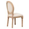 800111 Silla de diseño clásico madera con lino beige capitoné y respaldo medallón