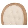 800111 Silla de diseño clásico madera con lino beige capitoné y respaldo medallón