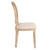 800112 Silla de diseño clásico madera con lino beige y respaldo medallón rejilla