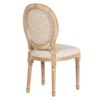800112 Silla de diseño clásico madera con lino beige y respaldo medallón rejilla