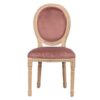 800114 Silla de diseño clásico madera con terciopelo rosa respaldo medallón