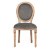 800116 Silla de diseño clásico madera con terciopelo gris respaldo medallón